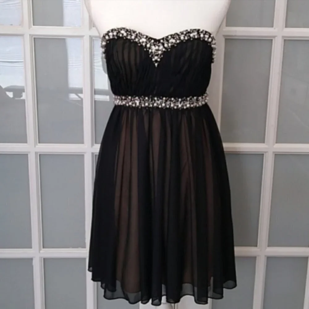 Sequin Hearts Strapless Sweetheart Illusion Dress - Picture 3 of 14
